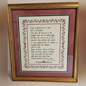 Vintage love is patient Corinthians needlepoint cross stitch